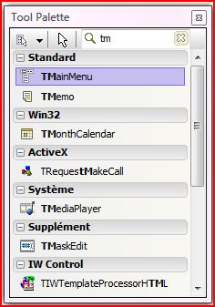 Tool Palette in search mode